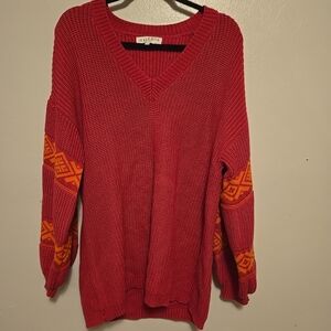 Hale Bob Women’s Olivia Jacquard Sweater Pink Orange L